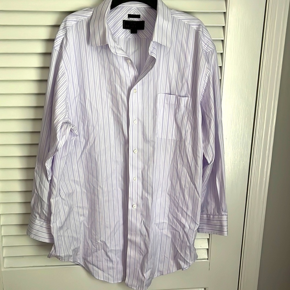 Jos. A. Bank Reserve No Wrinkle Tailored Fit Purple Stripe Shirt 18-33